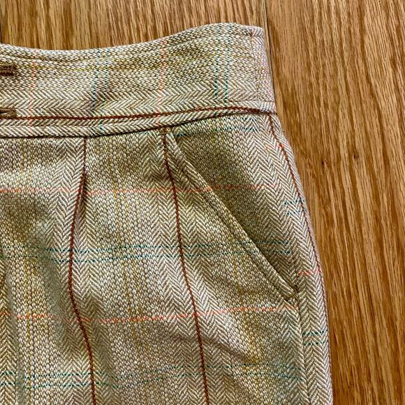 Fossil Tan Plaid Wool Blend Tweed Mini Skirt Womens 4 - Picture 4 of 15